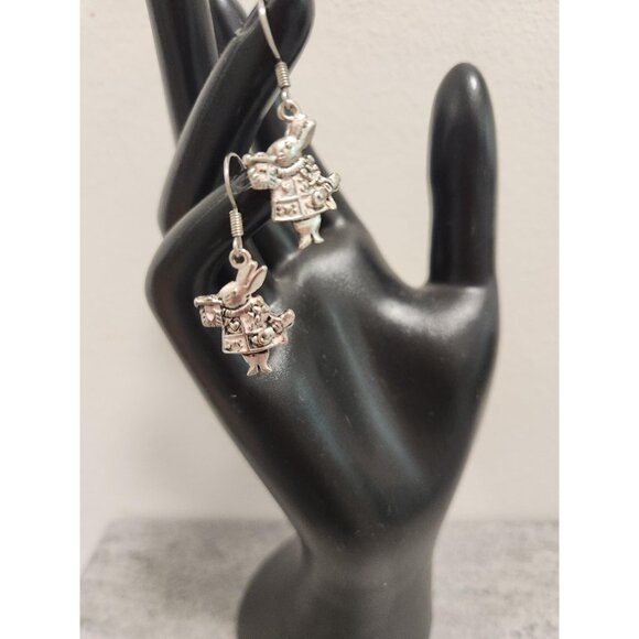 Silver Dangle Rabbit Earrings Rabbit Lover Earrings - Picture 9 of 10